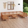 Set Salotto da Giardino 10 pz in Legno Massello di Pino Miele