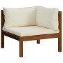 Set Divani da Giardino 10 pz con Cuscini Crema in Legno Acacia