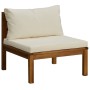 Set Divani da Giardino 10 pz con Cuscini Crema in Legno Acacia