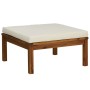 Set Divani da Giardino 10 pz con Cuscini Crema in Legno Acacia
