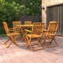 Set da Pranzo per Giardino 7 pz in Legno Massello di Acacia