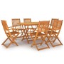 Set da Pranzo per Giardino 7 pz in Legno Massello di Acacia