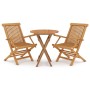 Set da Pranzo per Giardino 3 pz in Legno Massello di Teak