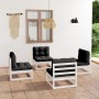 Set Divani da Giardino 4 pz con Cuscini Legno Massello Pino