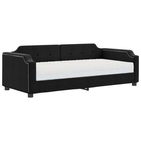 Divano Letto con Materasso Nero 80x200 cm in Tessuto