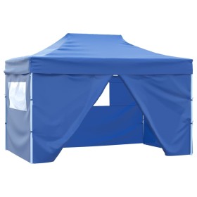 Tenda Pieghevole Pop-Up con 4 Pareti Laterali 3x4,5 m Blu