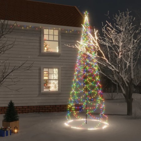 Albero di Natale con Palo in Metallo 1400 LED Multicolore 5 m