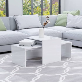 Set Tavolini da Salotto Bianco Lucido 100x48x40 cm Multistrato