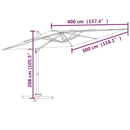 Ombrellone a Sbalzo con Palo Alluminio Bianco Sabbia 400x300 cm