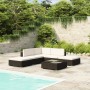 Set Divani da Giardino 6 pz con Cuscini in Polyrattan Nero