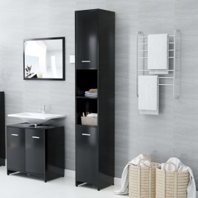 Mobile da Bagno Nero 30x30x183,5 cm in Legno Multistrato