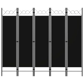 Paravento a 5 Pannelli Nero 200x180 cm