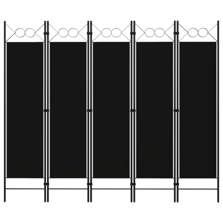 Paravento a 5 Pannelli Nero 200x180 cm