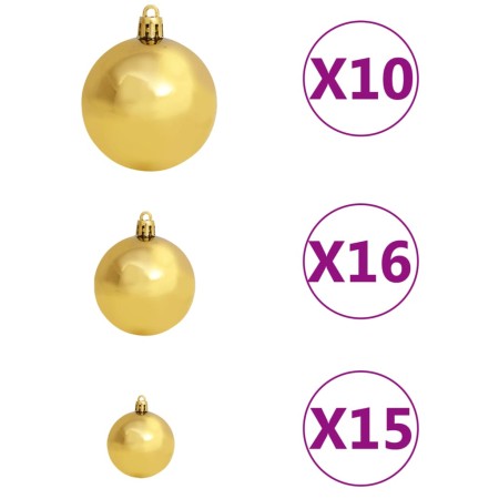 Set Natale con 120 Palline Punta e 300 Luci LED Oro e Bronzo