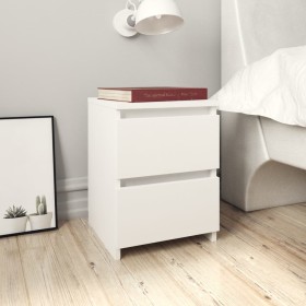 Comodini 2 pz Bianco 30x30x40 cm in Legno Ingegnerizzato