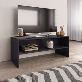 Mobile Porta TV Grigio Lucido 100x40x40 cm in Legno Multistrato