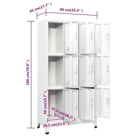 Armadietto a Chiave con 6 Scomparti in Acciaio 90x45x180 cm