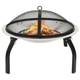 Braciere e Barbecue 2in1 e Attizzatoio 56x56x49cm Acciaio Inox