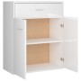 Credenza Bianco Lucido 60x30x75 cm in Legno Multistrato