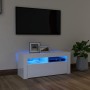 Mobile Porta TV con Luci LED Bianco Lucido 90x35x40 cm