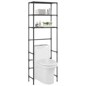 Scaffale per Bagno con 3 Ripiani Nero 53x28x169 cm