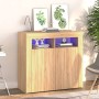 Credenza con Luci LED Rovere Sonoma 80x35x75 cm