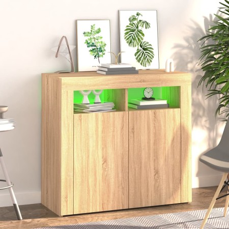 Credenza con Luci LED Rovere Sonoma 80x35x75 cm