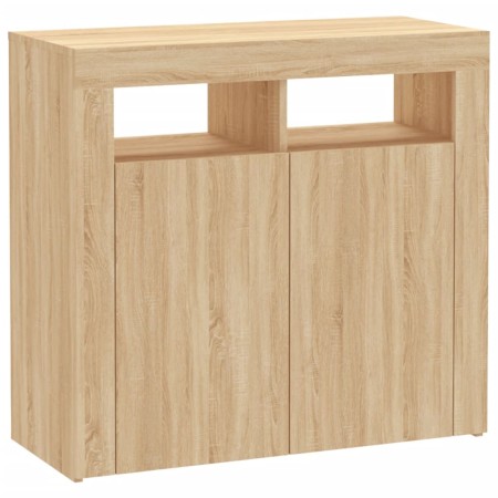 Credenza con Luci LED Rovere Sonoma 80x35x75 cm