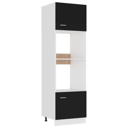 Mobile per Microonde Nero 60x57x207 cm in Legno Multistrato