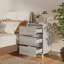 Comodino con Gambe in Legno Massello Grigio Sonoma 40x35x69 cm