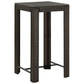 Tavolo da Bar da Giardino Marrone 60,5x60,5x110,5 cm Polyrattan