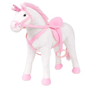 Unicorno di Peluche in Piedi Bianco e Rosa XXL