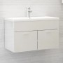 Mobile Sottolavabo Bianco Lucido 80x38,5x46cm Legno Multistrato