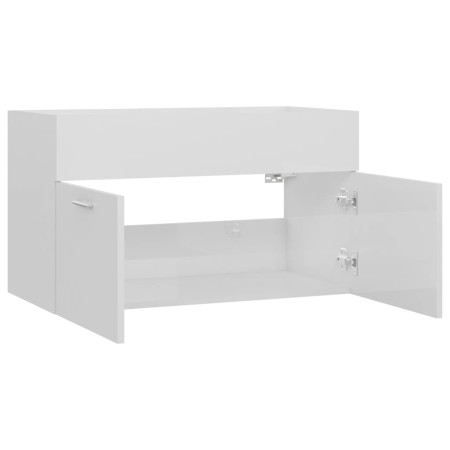 Mobile Sottolavabo Bianco Lucido 80x38,5x46cm Legno Multistrato