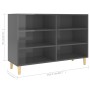 Credenza Grigio Lucido 103,5x35x70 cm in Legno Multistrato