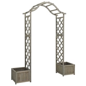 Pergola da Giardino con Fioriera Grigio Legno Massello di Abete