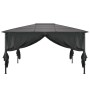 Gazebo con Tende in Alluminio 4x3x2,6 m Nero