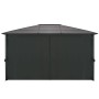 Gazebo con Tende in Alluminio 4x3x2,6 m Nero