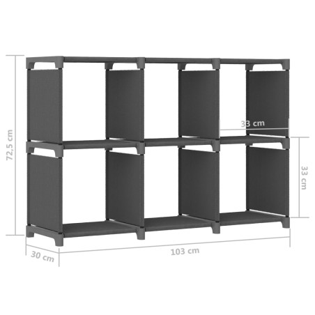 Mensola con 6 Vani a Cubo Grigia 103x30x72,5 cm in Tessuto