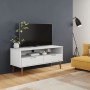 Mobile TV MOLDE Bianca 106x40x49 cm in Legno Massello di Pino