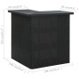 Tavolo da Bar ad Angolo Nero 100x50x105 cm in Polyrattan