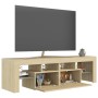 Mobile Porta TV con Luci LED Rovere Sonoma 140x36,5x40 cm