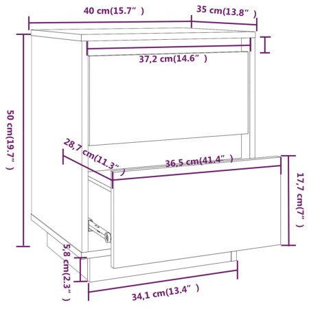 Comodini 2 pz 40x35x50 cm in Legno Massello di Pino