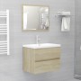 Set Mobili da Bagno 2 pz Rovere Sonoma in Legno Multistrato