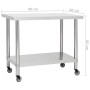 Tavolo da Lavoro Cucina con Ruote 80x60x85 cm in Acciaio Inox