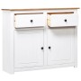 Credenza Bianca 93x40x80 cm in Legno Massello di Pino Panama