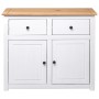 Credenza Bianca 93x40x80 cm in Legno Massello di Pino Panama