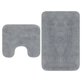 Set Tappetini per Bagno 2 pz in Tessuto Grigio