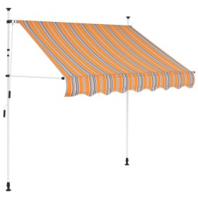 Tenda da Sole Retrattile Manuale 150 cm a Strisce Blu e Gialle