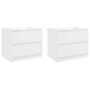 Comodini 2pz Bianco Lucido 50x39x43,5 cm in Legno Multistrato